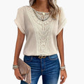 Women’s T-Shirt with Lace Trim and Short Sleeves
