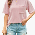 Women’s Textured Short Sleeve Tee with Front Chest Pocket