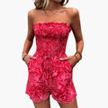 Women’s Tube Neck Jumpsuit with Printed Design – Sleeveless One-Piece