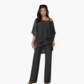 Women’s Two-Piece Outfit with Asymmetrical Layered Top and Wide Leg Pants Set