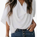 Women’s V-Neck Blouse with Batwing Sleeves