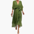 Women’s V-Neck Dress with Chiffon Finish