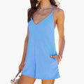 Women’s V-Neck Jumpsuit with Pockets – Sleeveless One-Piece