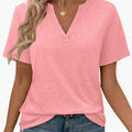Women’s V-Neck Short Sleeve T-Shirt – Plain One-Piece Top