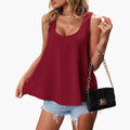 Women's V-Neck Sleeveless Tank Top with Straight Hem
