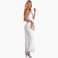 Women’s V-Neck Straight Leg Jumpsuit with Lace Back