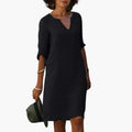 Women’s V Neck Knee-Length Dress with Three Quarter Sleeves