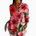 Women’s Vintage-Inspired Crew Neck Blouse – Long Sleeve Woven Pullover Top