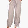Women’s Wide Leg Palazzo Pants with Elastic Waistband and Side Pockets