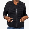 Women’s Cardigan with Zip Closure and Cut Out Knit