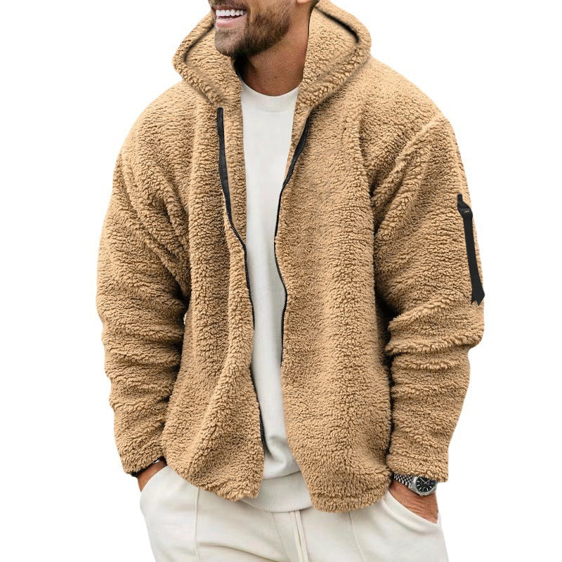 Men's hooded teddy fleece jacket