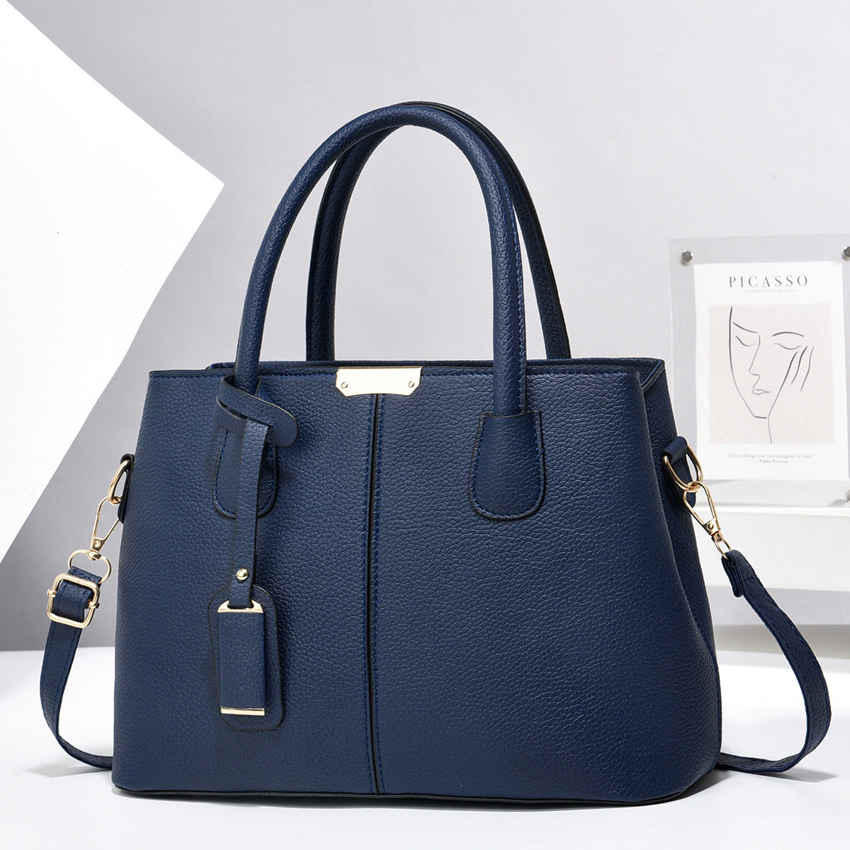 Structured vegan leather tote bag